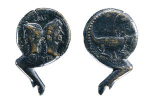 Monedas del antiguo egipto con la forma de un pata de jamón